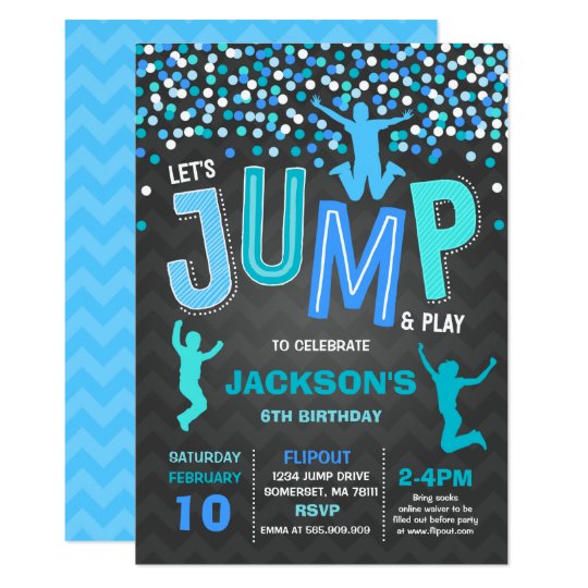 Sprung Geburtstag Einladung Jump Trampolin Party Zazzle.de