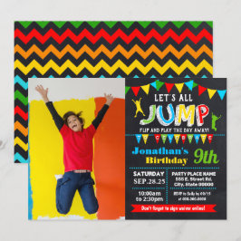 Sprung Geburtstag Trampolin Bob Party Foto Einladung