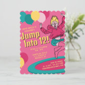 Sprung in 12 Niedliche Trampolin Girl 13. Geburtst Einladung (Stehend Vorderseite)