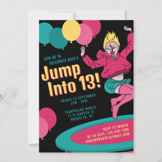 Sprung in 13 Trampolin Girl 13. Geburtstag Einladung