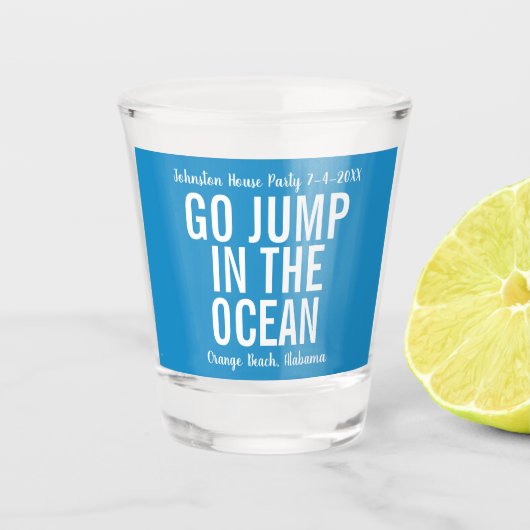 Sprung in das Party Ocean Blue and White House Schnapsglas (Vorderseite)