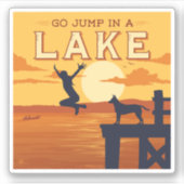 Sprung in den See Aufkleber (Vorderseite)
