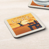 Sprung in den See Getränkeuntersetzer (Linke Seite)