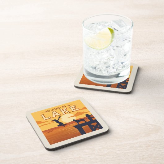 Sprung in den See Getränkeuntersetzer (Rechte Seite)