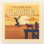 Sprung in den See Glasuntersetzer (Vorderseite)