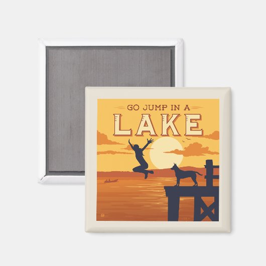 Sprung in den See Magnet (Vorderseite/Rückseite)