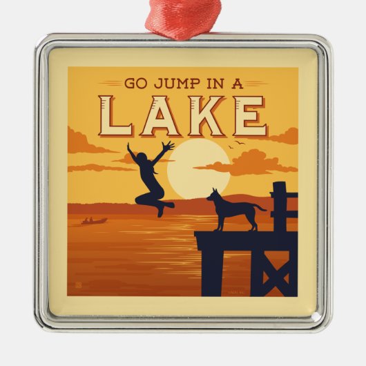 Sprung in den See Ornament Aus Metall (Vorne)