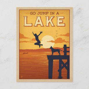 Sprung in den See Postkarte