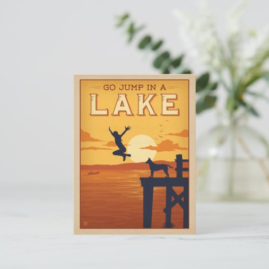 Sprung in den See Postkarte (Stehend Vorderseite)