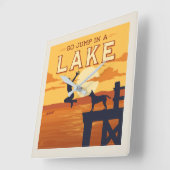 Sprung in den See Quadratische Wanduhr (Winkel)