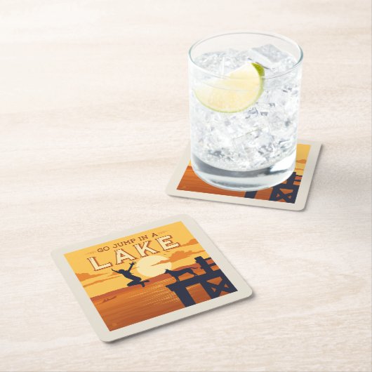 Sprung in den See Rechteckiger Pappuntersetzer (Vor Ort)