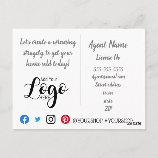 Sprung in die echte Anwesen-Marketing-Postkarte Postkarte (Rückseite)