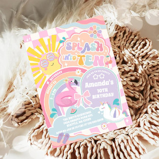 Sprung in die Zehn Retro Groovy Daisy 10. Geburtst Einladung