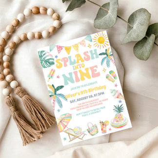 Sprung ins Neun Strandparty Sommer 9. Geburtstag Einladung