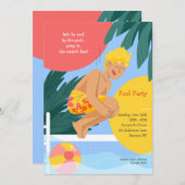 Sprung ins Party des schönen Pools Einladung (Vorne/Hinten)