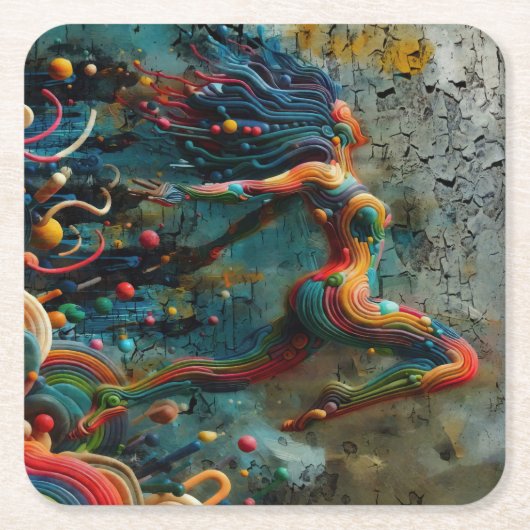 Sprung Rechteckiger Pappuntersetzer (Vorderseite)