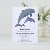 Sprungdolphine illustrieren Geburtstagsparty Einladung (Stehend Vorderseite)