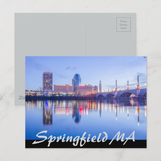Sprungfeld Massachusetts Skyline Postkarte (Vorne/Hinten)
