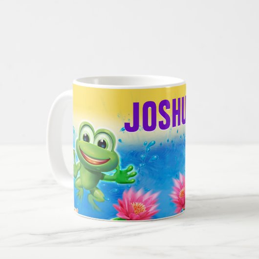 Sprungfrosch Party individuelle Name Keramik Tasse (Vorderseite Links)