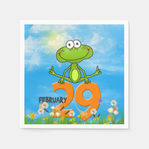 Sprungjahr Frosch springt über 29 Zahl Serviette