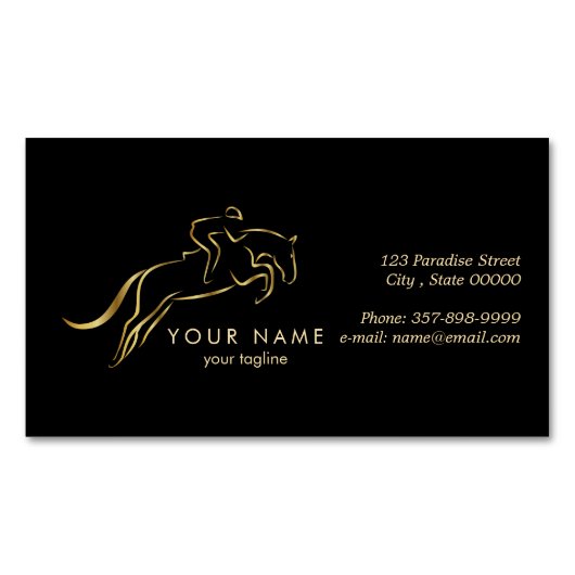 Sprungpferd | Reiten | Pferdetrainer Magnetische Visitenkarte (Vorderseite)