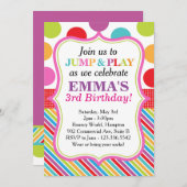 Sprungs-, Spiel-und Schlag-Party Einladung (Pink) (Vorne/Hinten)