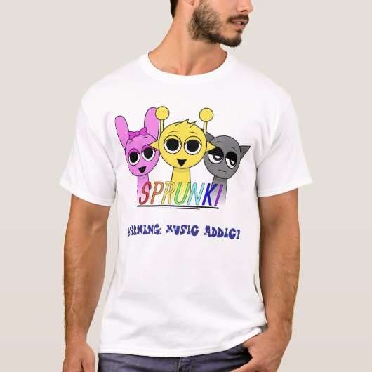 Sprunki-Warnung: Music Addict Bold Fun Graphic Des T-Shirt (Vorderseite)