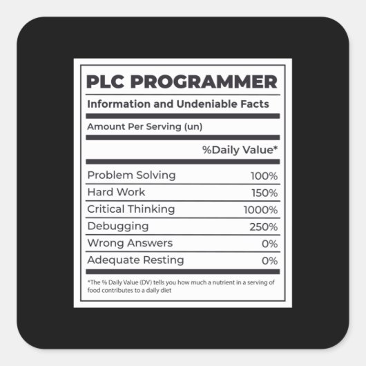 SPS-Programmierer Funny Programming Fakten Quadratischer Aufkleber (Vorderseite)