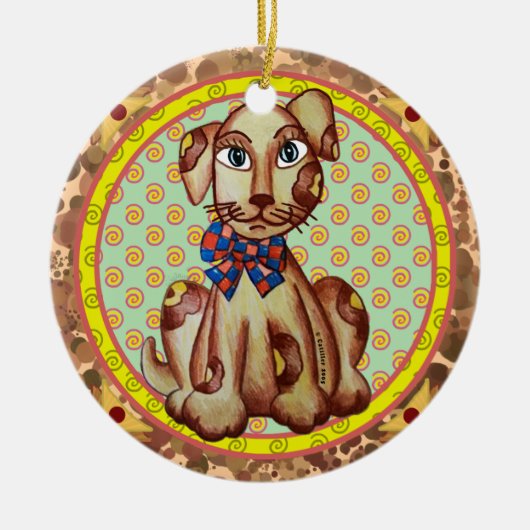 Spud Dog Weihnachtsbaumanhänger Keramik Ornament (Vorne)