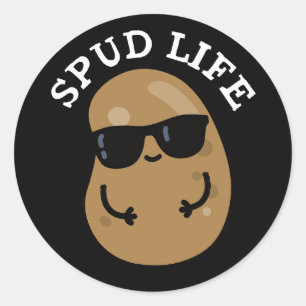 Spud Life Funny Potato Puppe Dark BG Runder Aufkleber