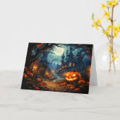 Spuk Altes Haus - glückliches Halloween Karte (Gelbe Blume)