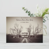 Spuk antikes Haus, Halloween-Einladung Feiertagskarte (Stehend Vorderseite)