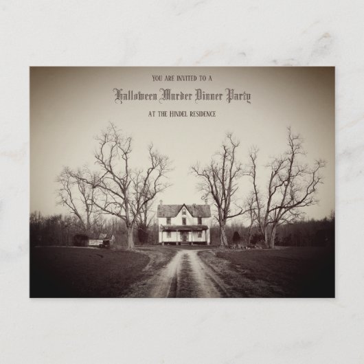 Spuk antikes Haus, Halloween-Einladung Postkarte (Vorderseite)