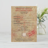 Spuk Asyl-Halloween-Party Einladung (Stehend Vorderseite)