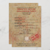 Spuk Asyl-Halloween-Party Einladung (Vorne/Hinten)