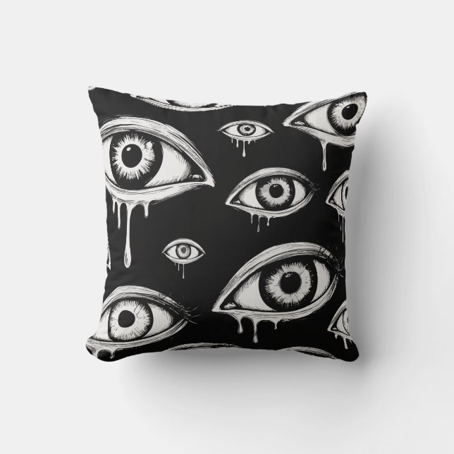Spuk Blick: Surreale Augen im Dunkeln Kissen (Vorderseite)