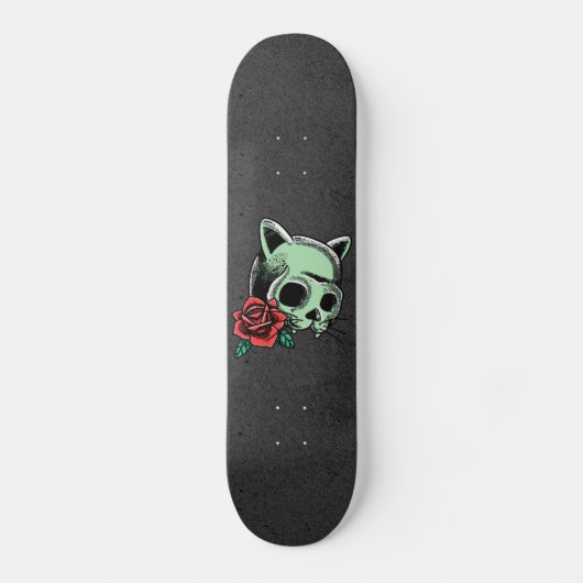 Spuk Blumenschädel Moderner Cooler Gotischer Schwa Skateboard (Vorderseite)
