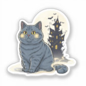 Spuk Brit House - British Shorthair Halloween Aufkleber (Vorderseite)