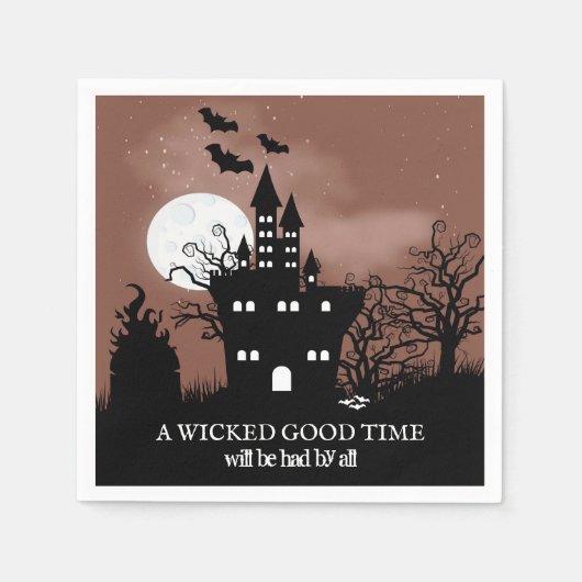 Spuk Burg Spooky Halloween Serviette (Vorderseite)