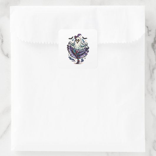 Spuk Button-Up-Ghost - Moulin Rouge Quadratischer Aufkleber (Tasche)