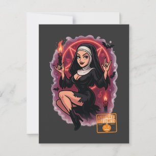 Spuk Button-Up Nun - kurioses Halloween Postkarte