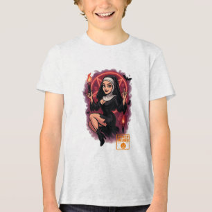 Spuk Button-Up Nun - kurioses Halloween Tri-Blend Shirt