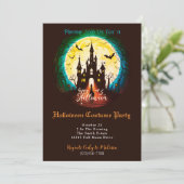 Spuk Castle Happy Halloween Kostüm Party Einladung (Stehend Vorderseite)