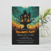 Spuk Castle Kostüm Halloween-Party Einladung (Stehend Vorderseite)