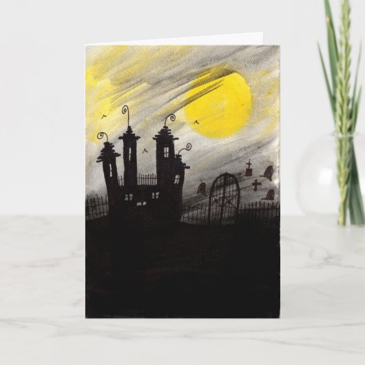 Spuk Cemetary Watercolor Halloween Card Karte (Vorderseite)