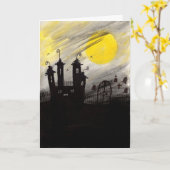 Spuk Cemetary Watercolor Halloween Card Karte (Gelbe Blume)