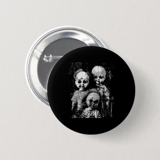 Spuk Creepy Doll Horror Tower Halloween Goth Alt Button (Vorne & Hinten)