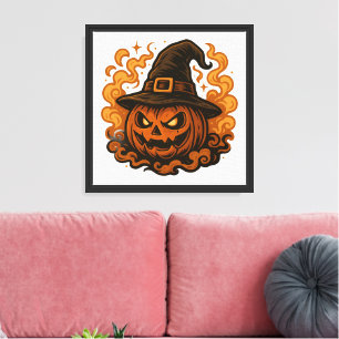 Spuk Ernte - Doppelseitiger Halloween Pumpkin & Leinwanddruck