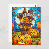 Spuk Festhaus | Frohe Halloween Postkarte (Vorne/Hinten)