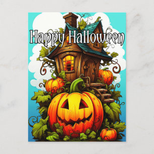 Spuk Festhaus   Frohe Halloween Postkarte